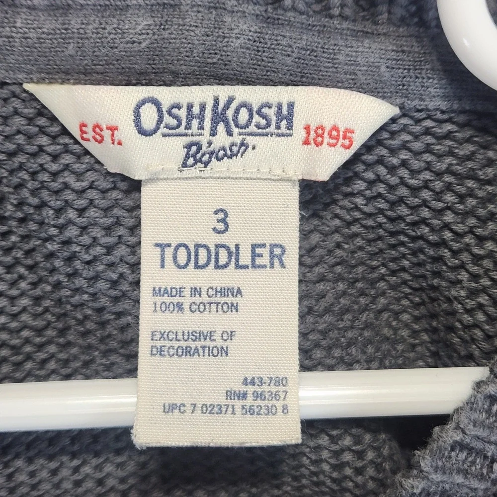OshKosh B'gosh Sweater Toddler 3 Reindeer Christmas Gray Long Sleeve 100% Cotton